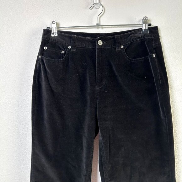 Talbots Pants Petite 6 6P Black Velvet Straight Leg Stretch Vintage Pockets - Picture 2 of 10